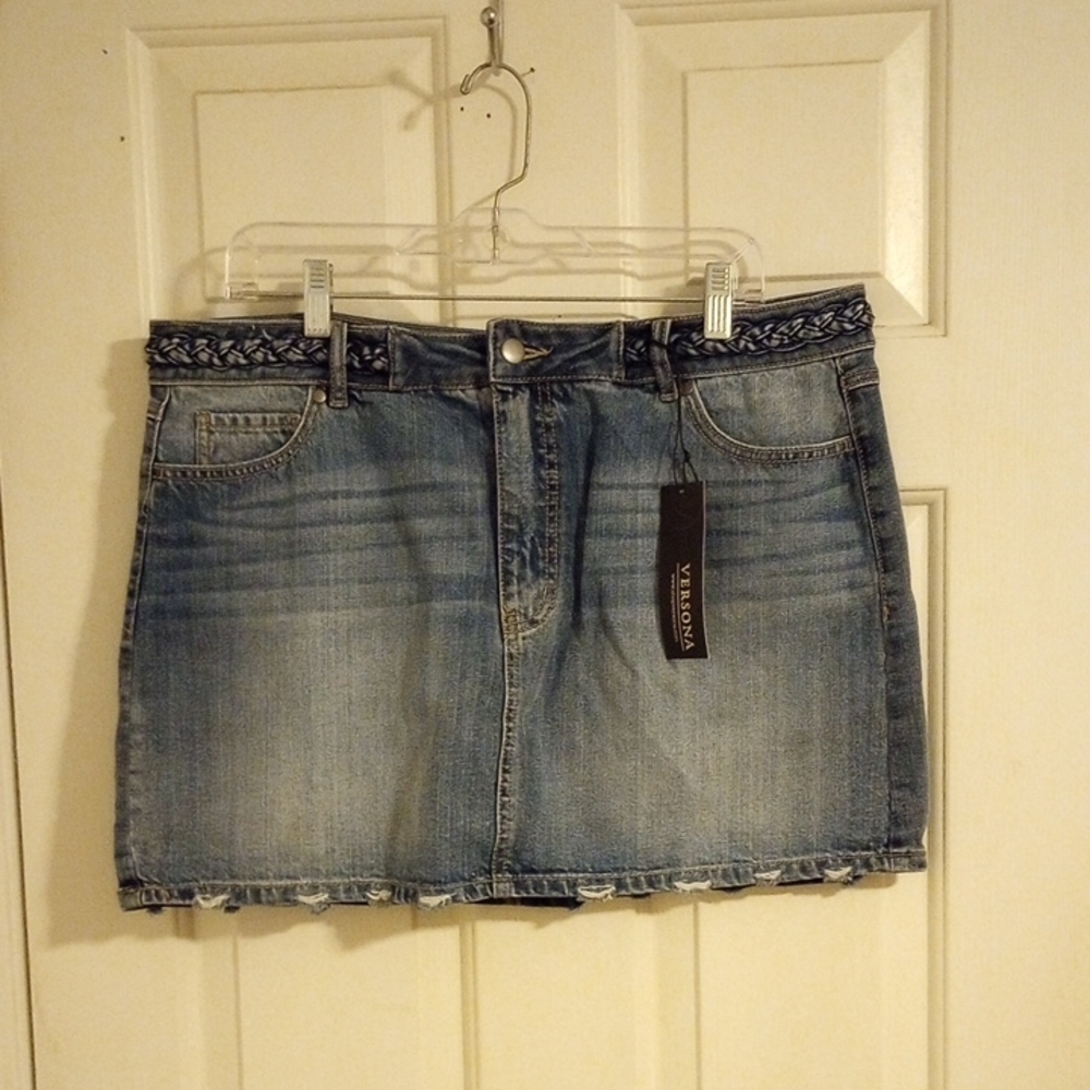Versona Light Blue Denim Mini Skirt